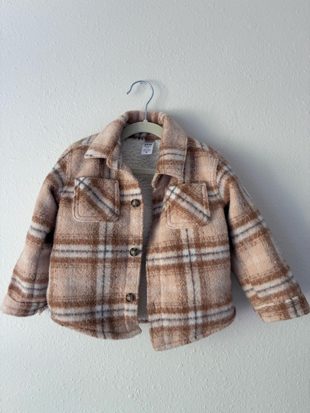 Carter's Beige & Cream Plaid Sherpa-Lined Kids Jacket